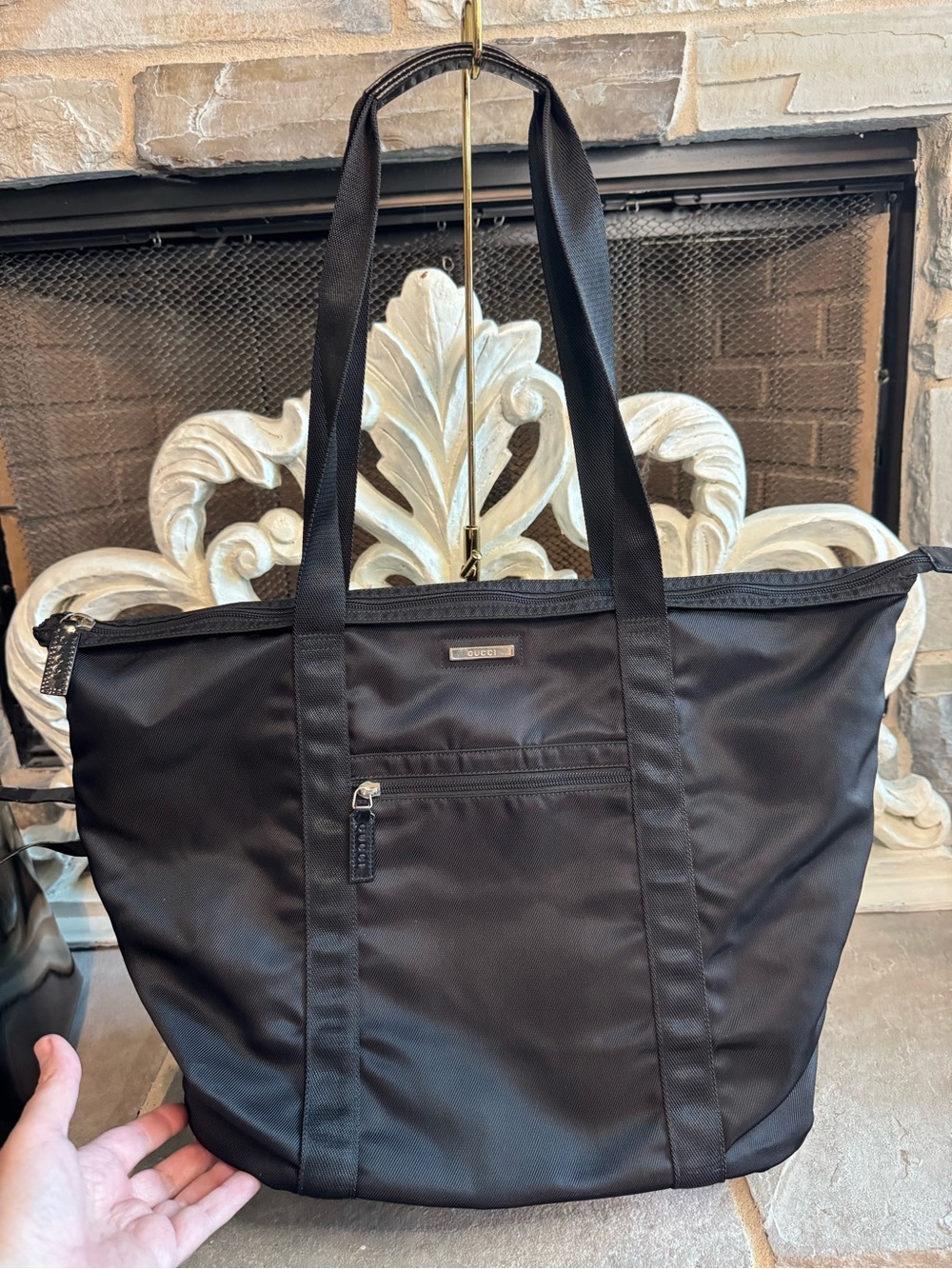 Gucci Black Nylon Tote Bag Convertible into Book. With COA